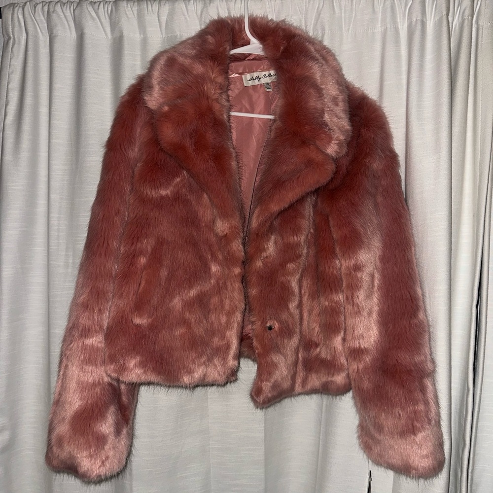 Sebby Collection Women's Teddy Jacket in Dusty Pink